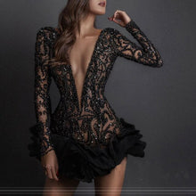 Load image into Gallery viewer, Beaded Deep V-Neck Homecoming Dress
