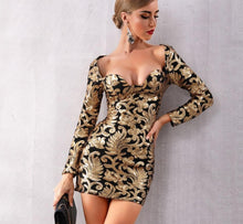 Load image into Gallery viewer, Gold Embroidery  Mini Dress
