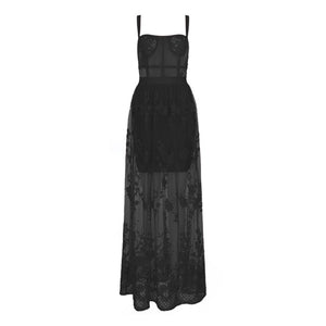 Lace Sleeveless Hollow- Out Evening  Dress