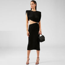 Load image into Gallery viewer, Sculptural Shoulder Cut- Out- Party Dress

