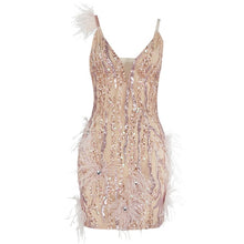 Load image into Gallery viewer, Trendy Pink Feather Mini Dress
