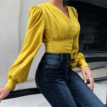 Load image into Gallery viewer, Yellow Puff Sleeve  Blouse
