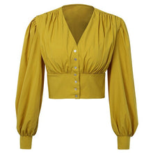 Load image into Gallery viewer, Yellow Puff Sleeve  Blouse
