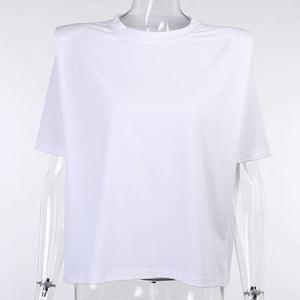 Women's White T-shirt with  Padded Shoulders
