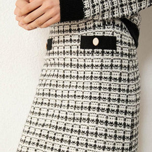 Plaid Knitted High Waist Aline Skirt