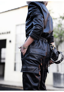 Black Faux leather Jumpsuit