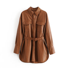 Load image into Gallery viewer, FAUX LEATHER SHIRT DRESS
