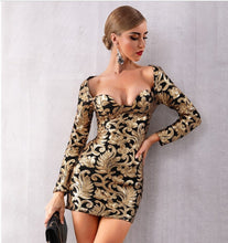 Load image into Gallery viewer, Gold Embroidery  Mini Dress
