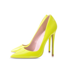 Load image into Gallery viewer, Fluorescent Yellow Stiletto Heels Shoes

