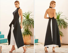 Load image into Gallery viewer, Backless Hater Neck Ruffles Maxi Dress
