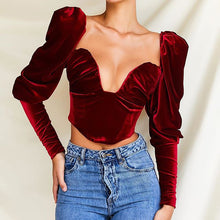 Load image into Gallery viewer, Velvet Open Back Ruched Top

