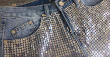Load image into Gallery viewer, Vintage Denim Sequined Jeans
