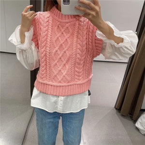 Pink Knit Sweater Vest