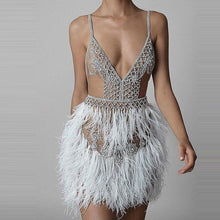 Load image into Gallery viewer, Birthday Girl Crystal Embellished Feather Dress
