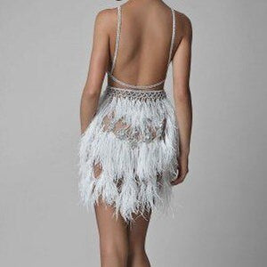 Birthday Girl Crystal Embellished Feather Dress