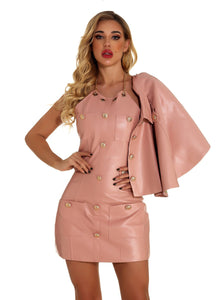 Pink Leather Mini Party Dress