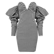 Load image into Gallery viewer, Houndstooth Off Shoulder Dress
