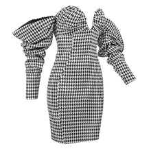 Load image into Gallery viewer, Houndstooth Off Shoulder Dress

