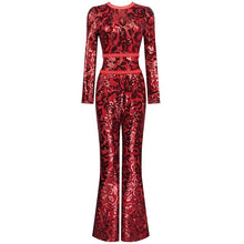 Load image into Gallery viewer, Coco  Red Lace Jumpsuit
