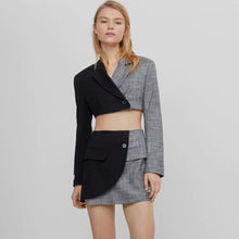 Load image into Gallery viewer, Patchwork Mini Skirt and Cropped Blazer Suit
