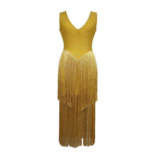 Load image into Gallery viewer, Gold Tassels Bodycon Fringe Dress
