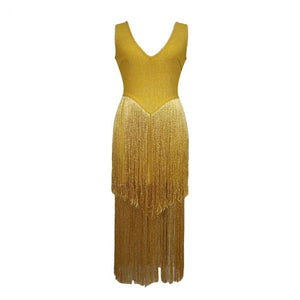Gold Tassels Bodycon Fringe Dress