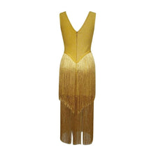 Load image into Gallery viewer, Gold Tassels Bodycon Fringe Dress
