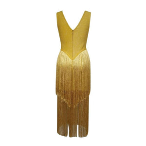 Gold Tassels Bodycon Fringe Dress