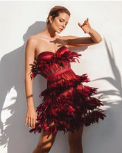 Load image into Gallery viewer, Mia Red FeatherDress

