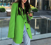 Load image into Gallery viewer, Single-Breasted Neon Green Blazer
