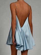 Load image into Gallery viewer, Diamante Chain Satin Low Back Swing Dress
