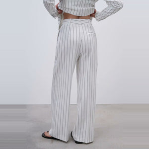 LARA- WHITE- Pinstriped   Suit