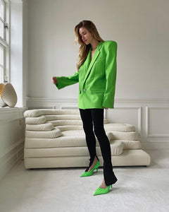 Chic Plus Size Green Blazer