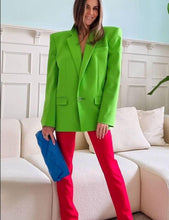 Load image into Gallery viewer, Two Piece Neon Green  Skirt Suit
