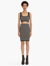 Load image into Gallery viewer, Geometric Jacquard Print Crop Top and Skirt Set
