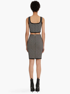 Geometric Jacquard Print Crop Top and Skirt Set