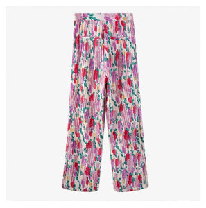 Flower Print Pleated Suit Trousers