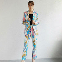 Load image into Gallery viewer, Mosaic Print Single Button Pencil Suit
