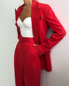 Plus Size Double Breasted Blazer & Pencil Trouser Two Piece Set
