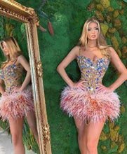 Load image into Gallery viewer, Luxury  Mini Cocktail  Feather Dress
