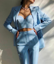 Load image into Gallery viewer, Three Piece - Plus Size Double Breasted Blazer &amp; Pencil Trouser Suit
