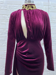 High Slit Velvet Formal Dress