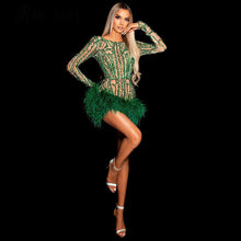 Load image into Gallery viewer, Green Crystal Feather Dress

