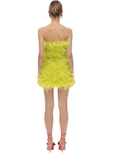 Mini Ostrich Feathers Candy Colour Cocktail Gown